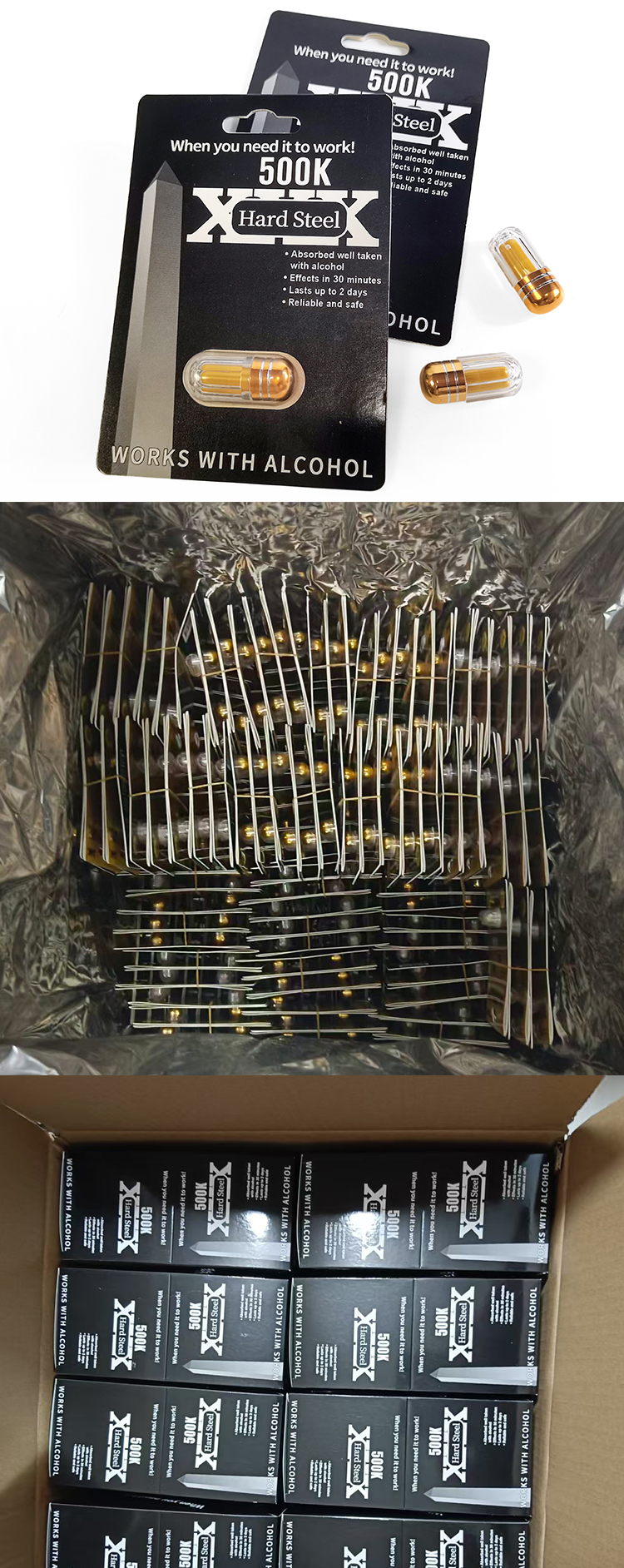 Bulk Wholesale Hardsteel 500K Male Sex Capsules Butea Superba Factory Supply